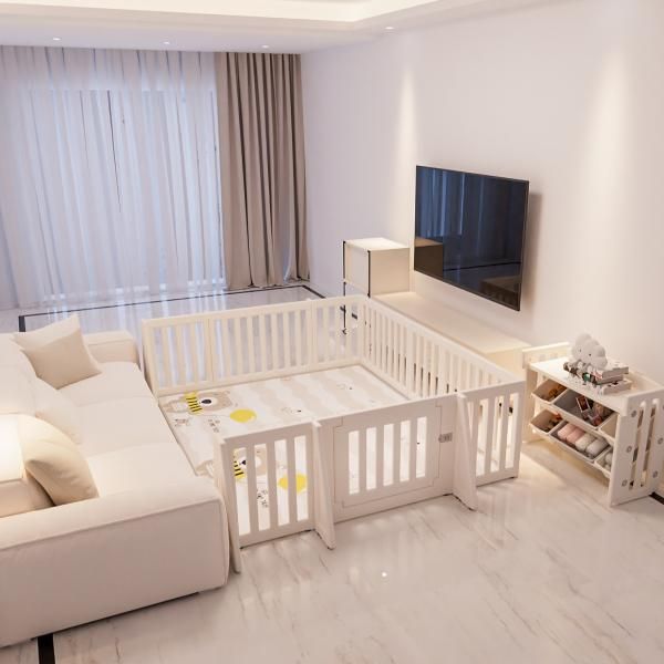 ベビーゲート パーテーション ドア付き 置くだけ ベビーガード キッズパーテーション L字 コ字 直線 変形 簡単設置 セーフティガード ベビーゲート 爆買 STEELWINDOWSANDDOORS_COM