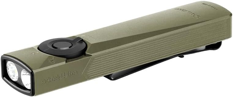 OLIGHT オーライト Arkfeld Ultra EDCライト 1400ルーメン OAL航空アルミ製 耐衝撃 IPX7防水 超薄型防災ライト 汚れ対策 蛍光剤検定 工事現場 山岳救助用 充電式 ニュートラルホワイト グリーン