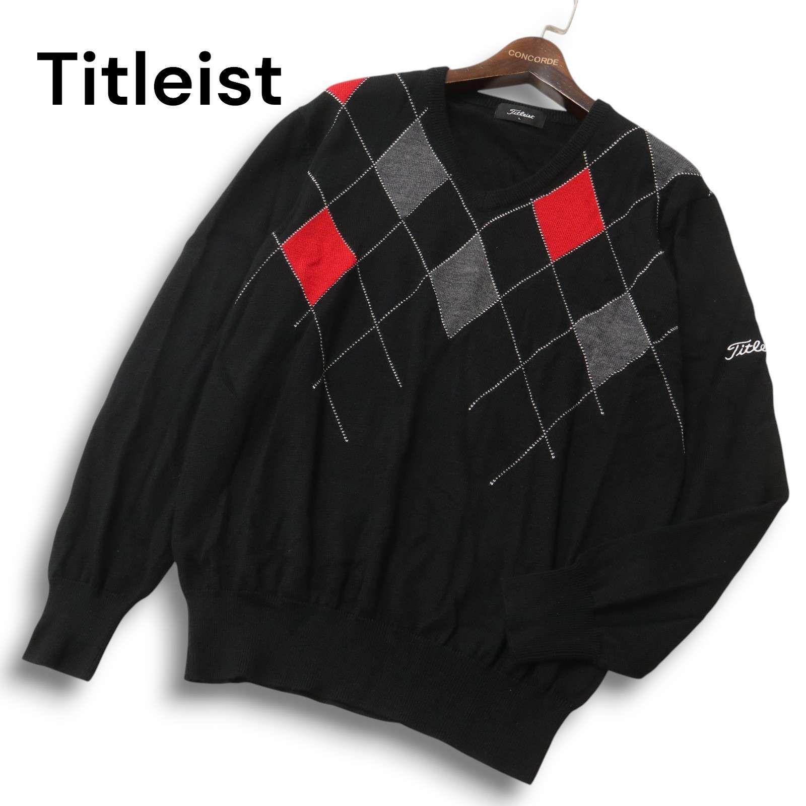 ゴルフ Titristリブ編み ブラック 長袖セーター