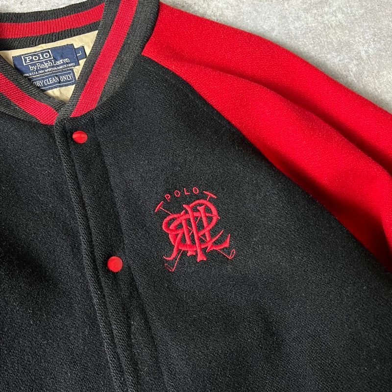 80s USA製 POLO RALPH LAUREN コットン ライナー ウール スタジャン L 