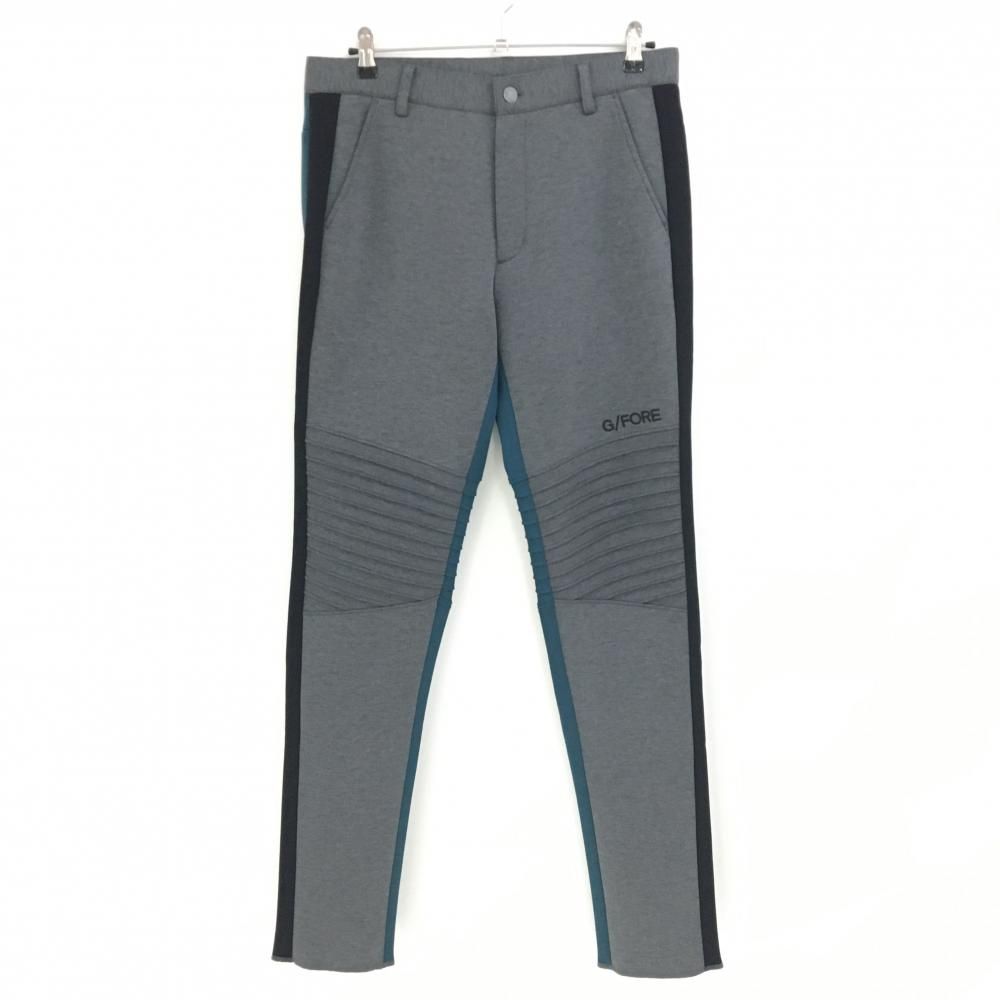 【超美品】ジーフォア パンツ グレー×ブルーグリーン ダンボールジャージ ウエスト調節紐付 メンズ 85 ゴルフウェア 2022年モデル G/FORE