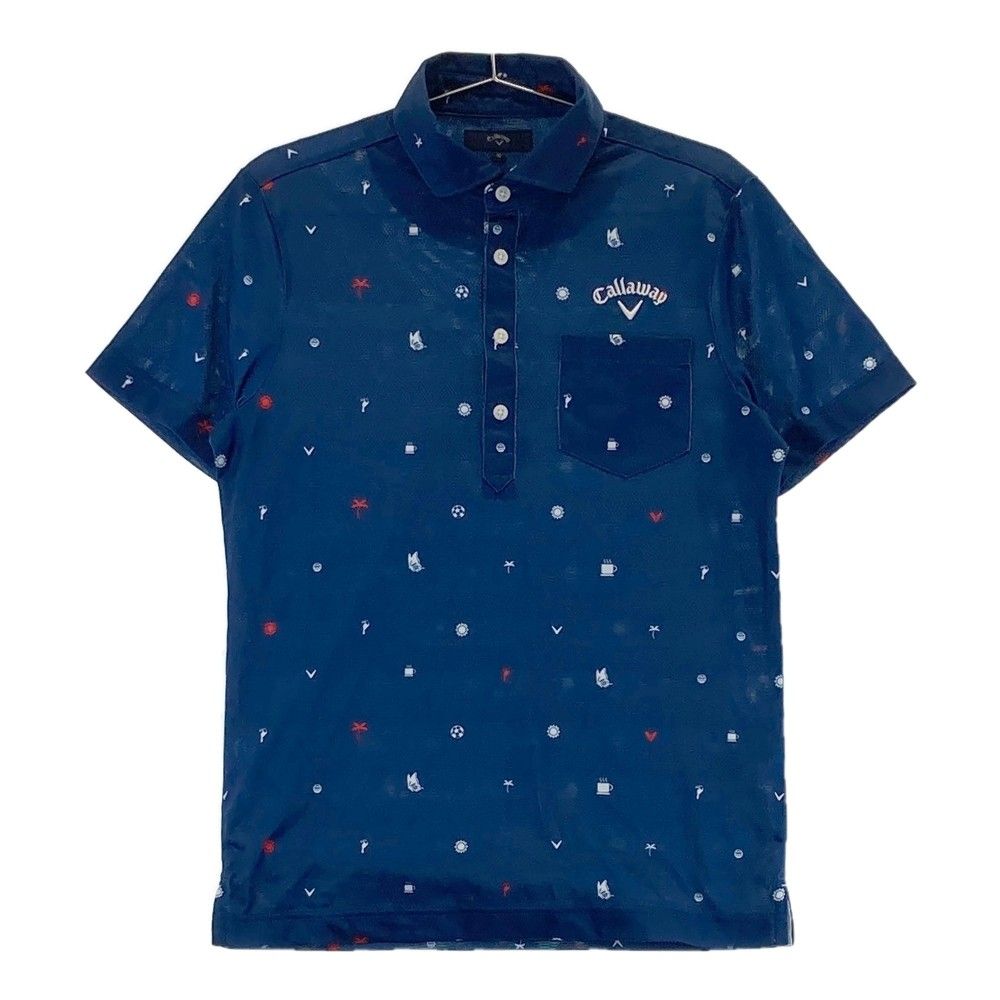 美品 CALLAWAY キャロウェイ 半袖 ポロシャツ ホワイト L ゴルフ 超美品キャロウェイ レッドレーベル 半袖ポロシャツ ネイビー×白 車