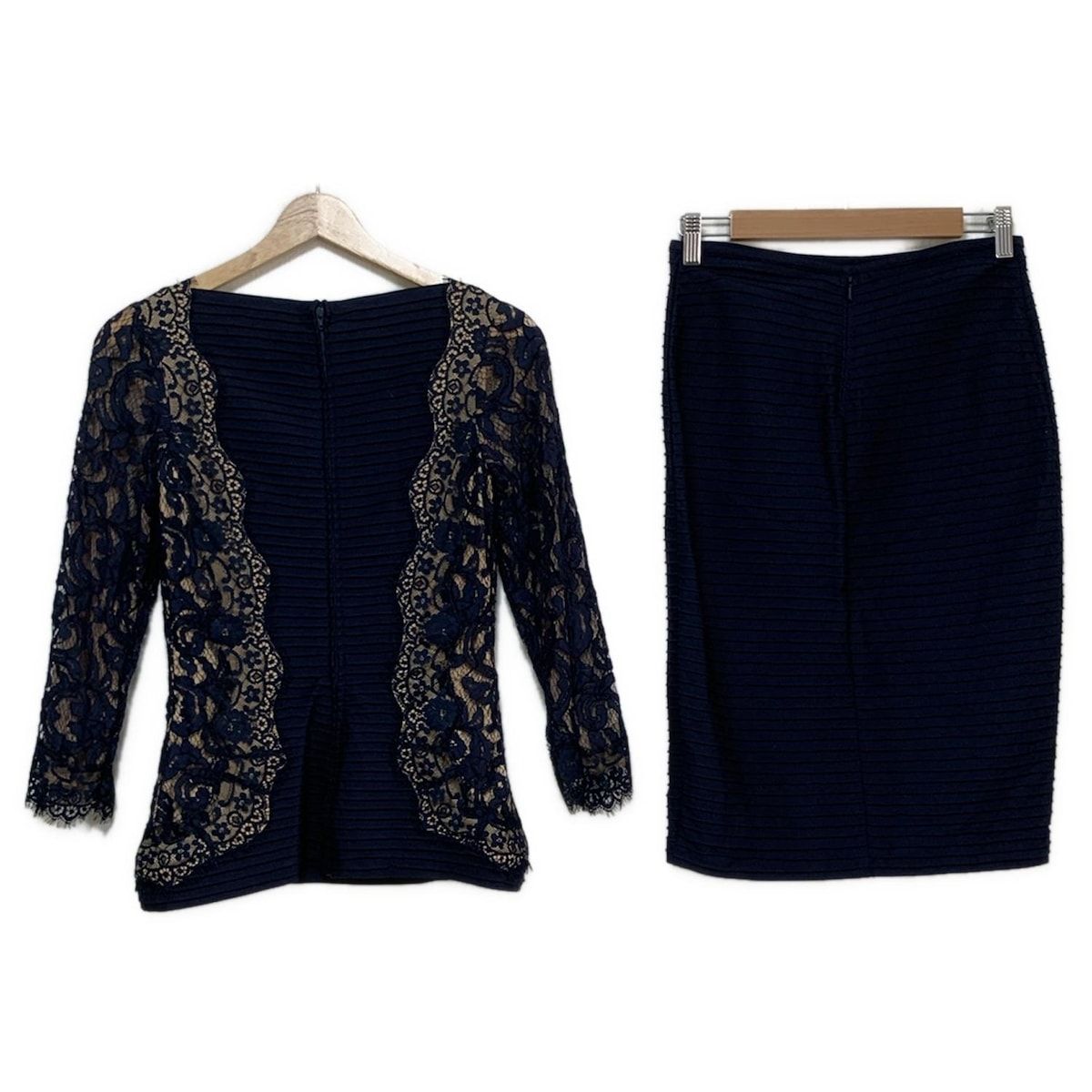 TADASHISHOJI タダシショージ スカートセットアップ レディース - ダークネイビー×ベージュ レース