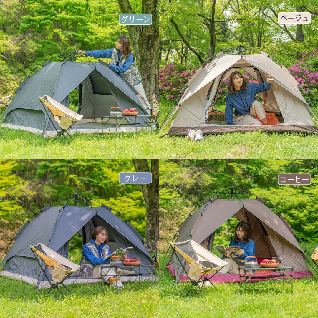 4人用の自動ポップアップテント　アウトドア　キャンプ テント キャンプ ワンタッチ ポップアップテント 4人用 収納袋付