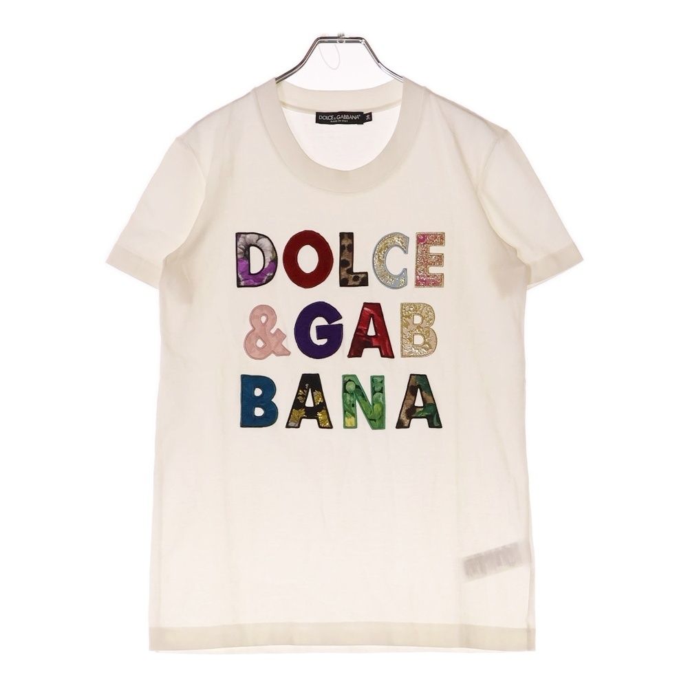 【DOLCE&GABBANA】DGロゴパッチ 半袖 Tシャツ レディース Jersey T-shirt with DG logo embroidery in Black for Women