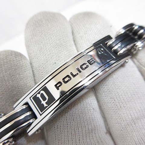 ポリス POLICE CARB ブレスレット バングル ロゴ シルバー ブラック 