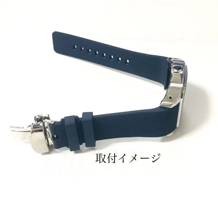 23mm 腕時計 シリコン ラバーベルト ネイビーブルー 紺