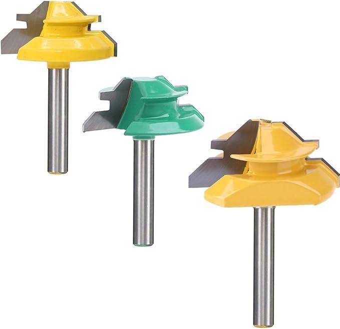 【在庫処分】Wolfrideジョイントカッター トリマービット 超硬刃ルータービット 電動工具 6.35ｍｍ軸フライスカッター 45度ほぞカッター 1/4インチシャンク径トリマービット 木工カッター 木材