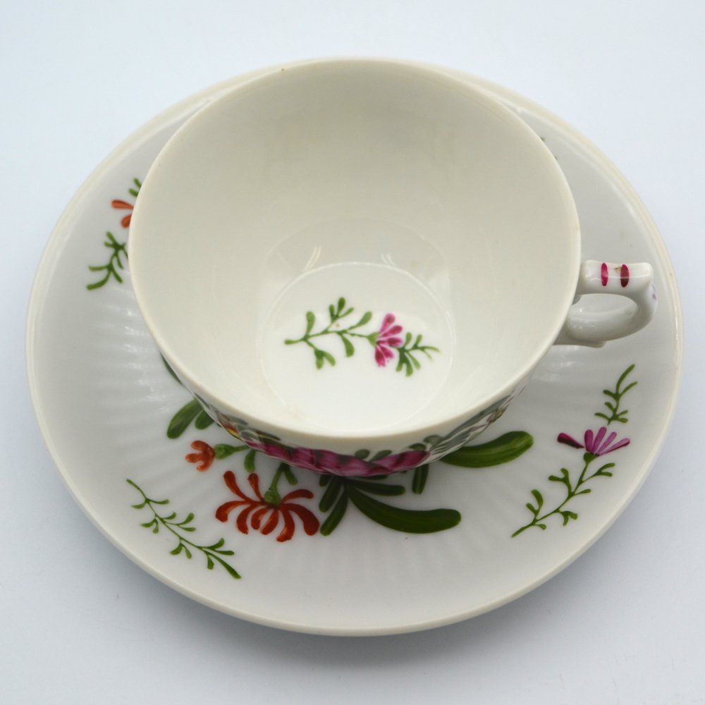 アンティーク 食器 トリオ カップ＆ソーサー 花柄 メーカー不明 日本製