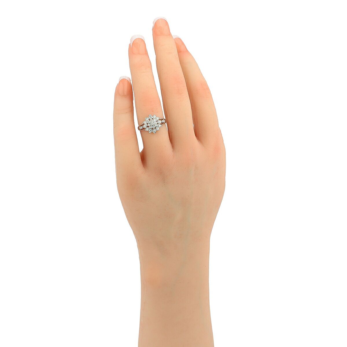 ダイヤモンド 0.54ct プラチナ Pt900 フラワーモチーフリング SI