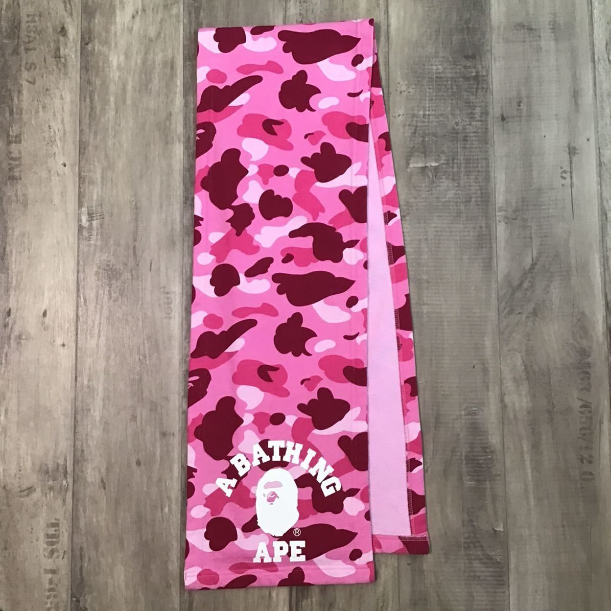 カレッジロゴ スウェット マフラー pink camo a bathing ape BAPE