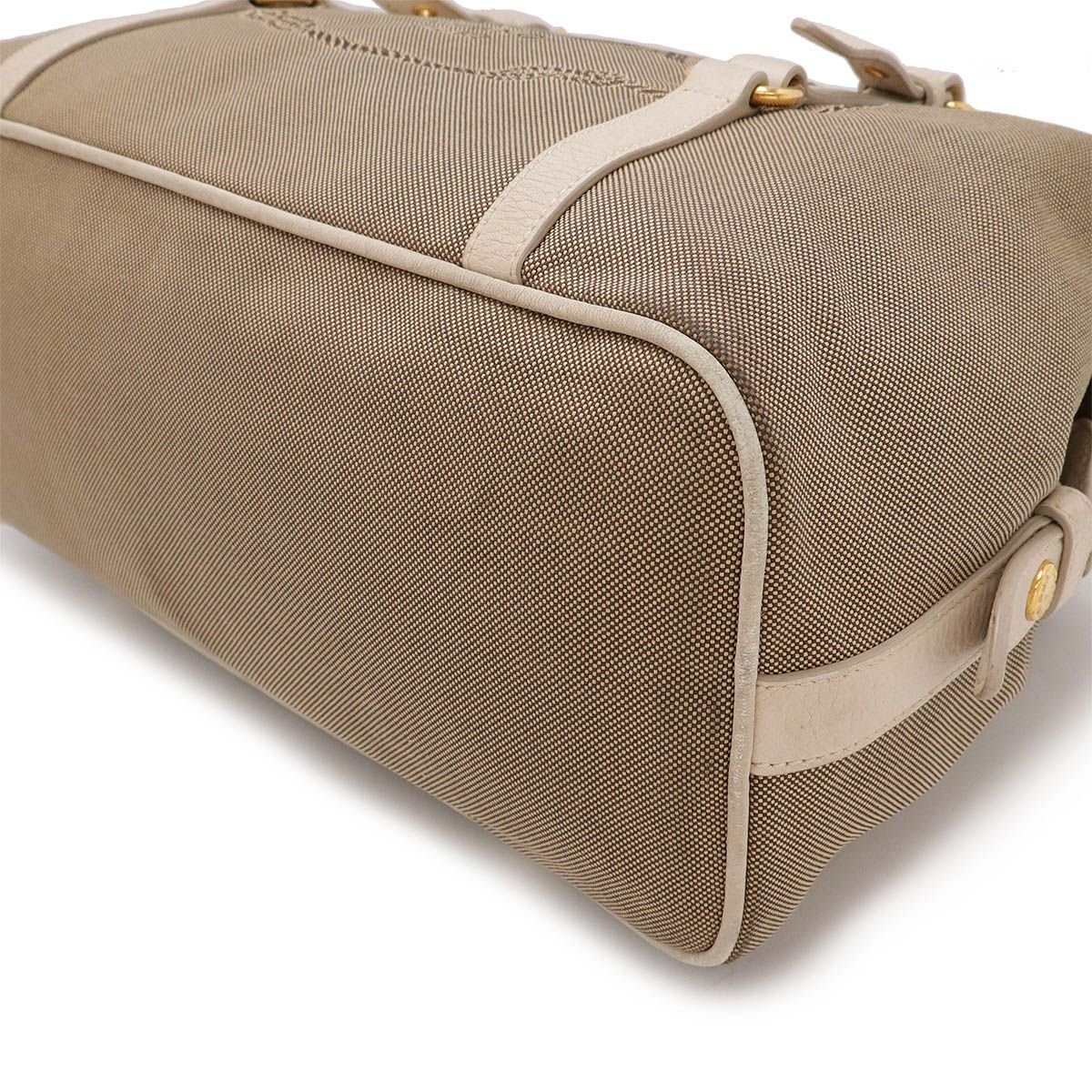 プラダ バッグ ショルダー ジャガード×レザー ベージュ キャンバス 斜