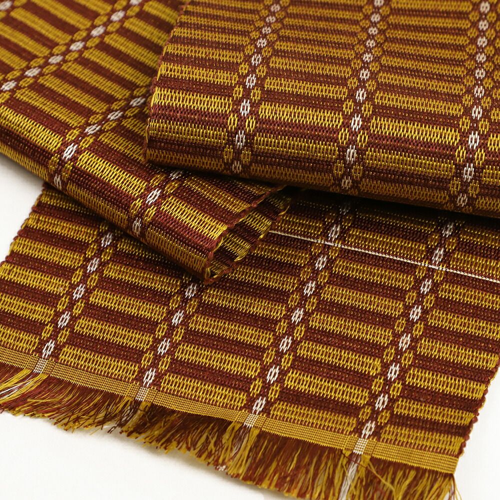 半幅帯♦︎本場黄八丈♦︎山吹色格子 半幅帯♦︎本場黄八丈♦︎山吹色格子