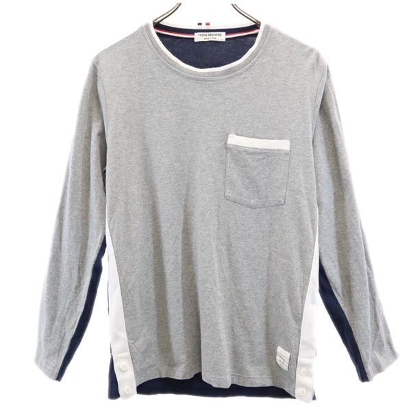 トムブラウン 長袖 Tシャツ 2 グレー系 THOM BROWNE ポケT ロンT