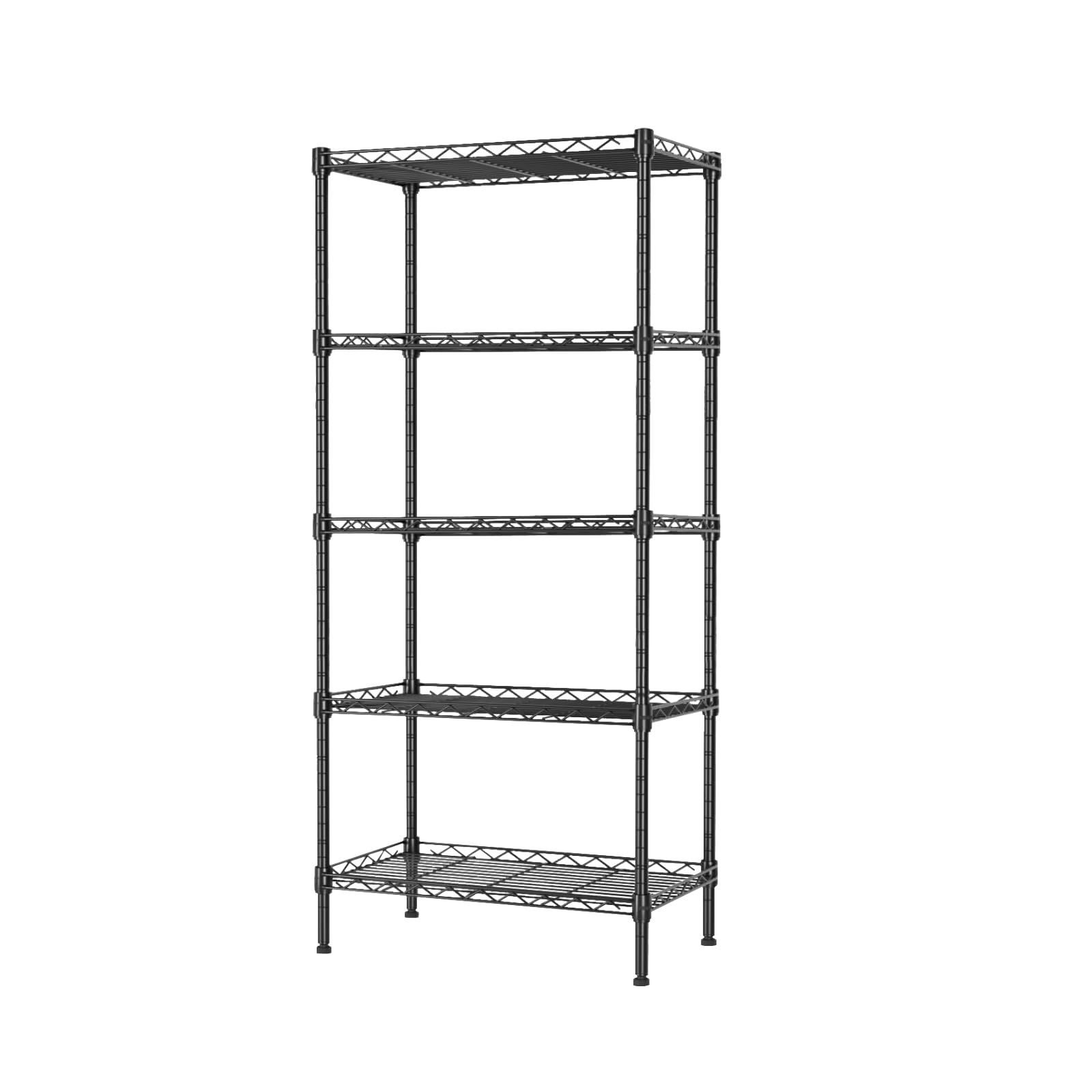 人気商品5段) 幅44cm×奥行29cm×高さ126cm(ブラック 高さ調節 メタル製 シェルフ棚 本棚 整理棚 隙間収納 キッチン 収納ラック メタルラック キッチンラック レンジ台 スチールラック Fainyearn