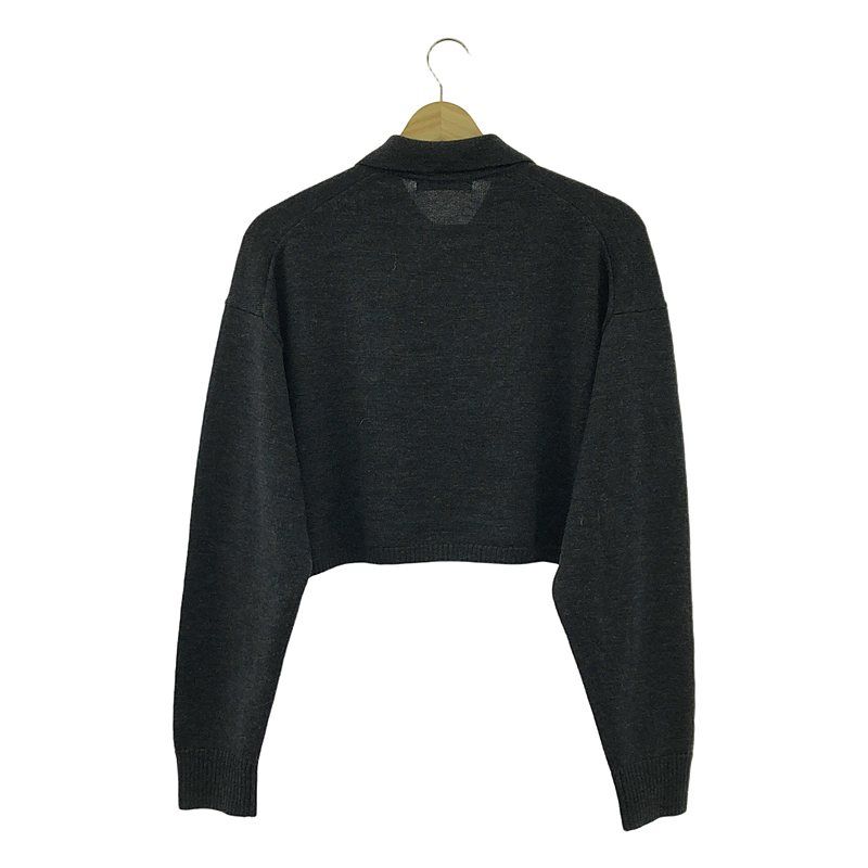 【美品】  CINOH / チノ | ショートニットポロシャツ プルオーバー | 44 | ダークグレー | レディース 美品】 CINOH / チノ | ショートニットポロシャツ プルオーバー | 44