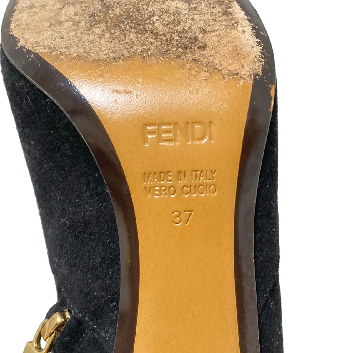 明白な FENDI フェンディ ショートブーツ 37 レディース - 黒×ゴールド スタッズ