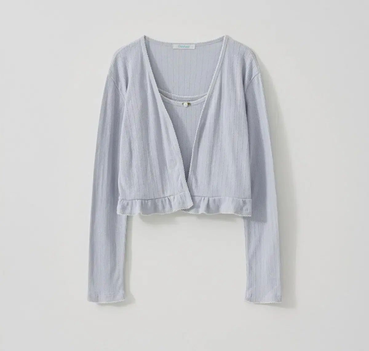 TANNAT フロー コサジュー カーディガン ライトブルー