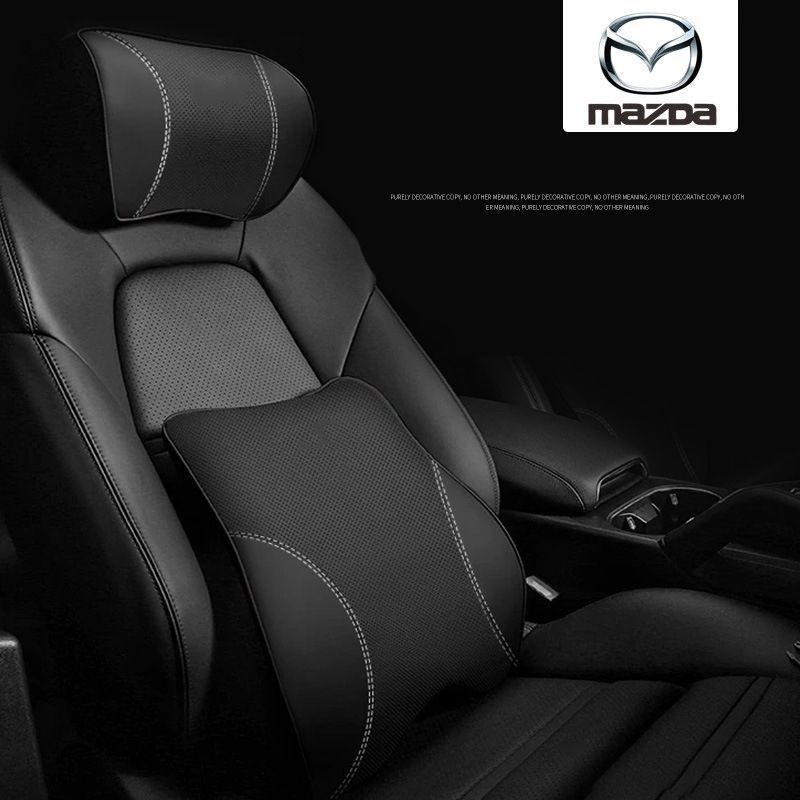 マツダ MAZDA 首枕と腰クッション２点セット レザー 腰痛対策 車用クッション ネックパッド 腰当て 腰サポート 車中泊 ４色 車内アクセサリー