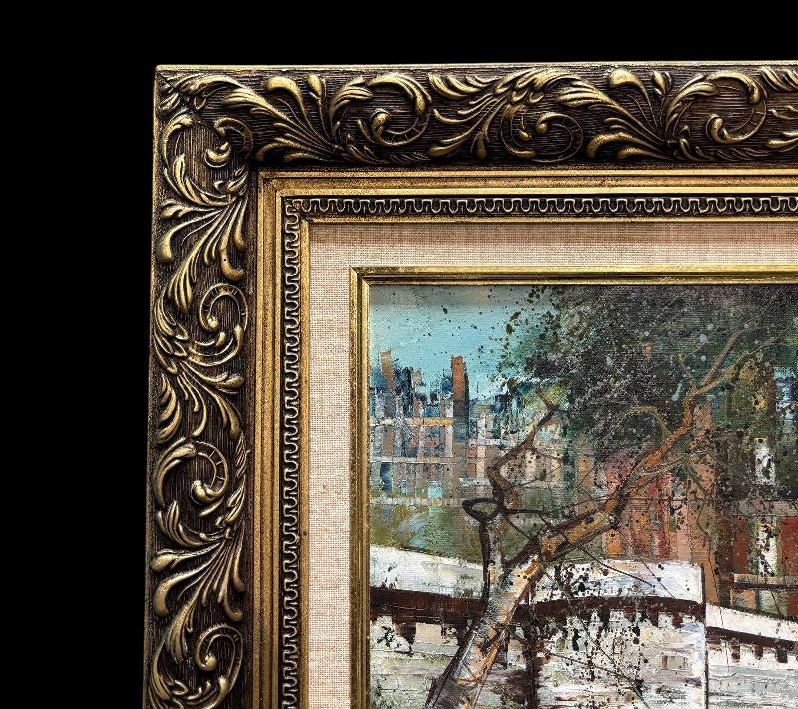 油絵 パリ ポンヌフ 金額 風景 油彩 額装 額 壁掛 絵画 色絵 雑貨 ゴージャス インテリア アンティーク WWW_IBETON_RU