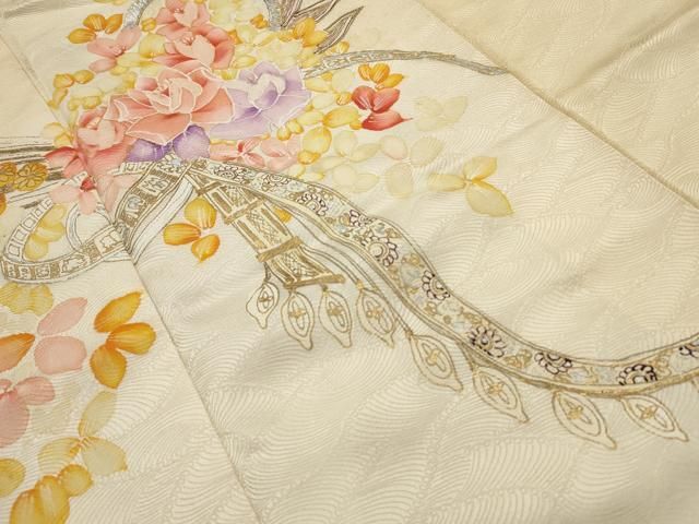 平和屋着物□訪問着 地紙花文 暈し染め 金彩 正絹 逸品