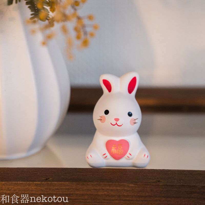錦彩双子兎アイデア置物 錦彩双子兎アイデア置物