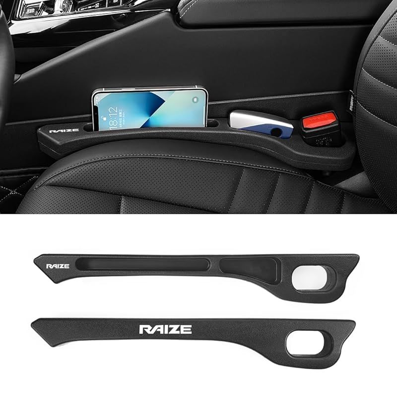 【新品】 【ライズ 専用】隙間クッション 厚型 RAIZE 専用ロゴ 隙間埋め 車用 シートサイド クッション ライズ X G Z 4WD グレード 適用 正・裏面取付可 シート コンソール 隙間収納 落下防止 小物入れ 内装パーツ 運転席+助手席 ロゴ左 0