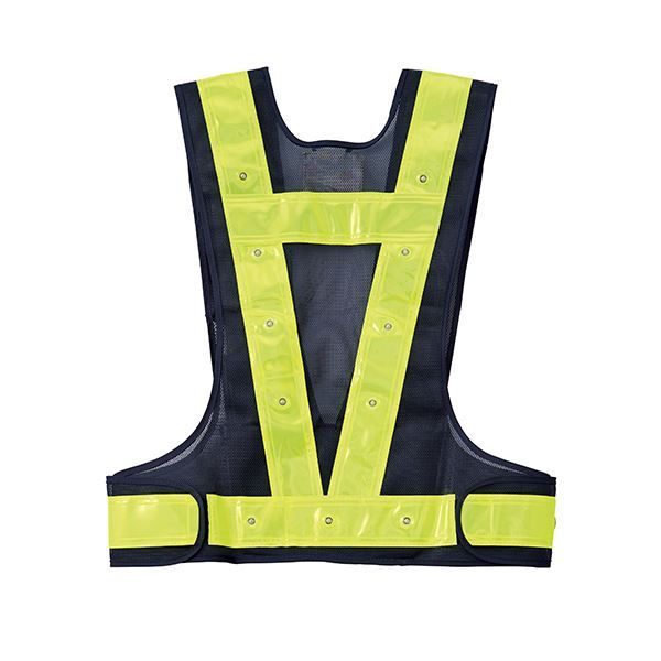 多機能LEDベスト 多機能LEDベスト-KY-BL メッシュ部 紺 反射部 黄 LED発光色 赤 代引不可