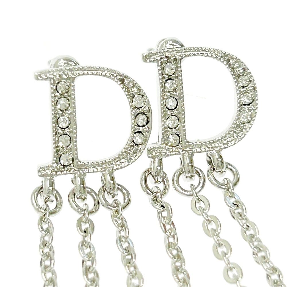 美品✨Dior ディオール ピアス ロゴ ラインストーン スイング DIOR ロゴ ラインストーン ピアス