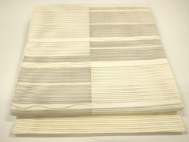 平和屋着物＊夏物 絽綴れ 八寸名古屋帯 横段文 金銀糸 正絹 DAAY8170cm