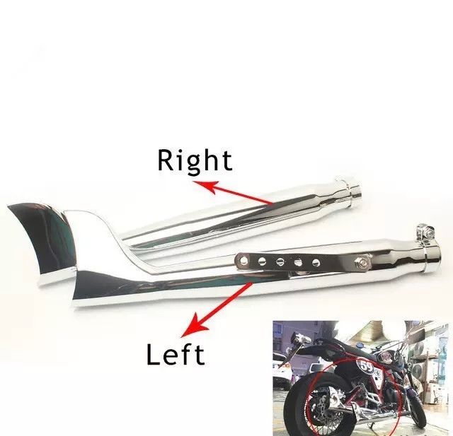 汎用 バイク用 フィッシュテールマフラー 左右選択可 クロムメッキ仕上げ クラシックスタイル左右セット 個別 可 BRIGHTFACE_UK