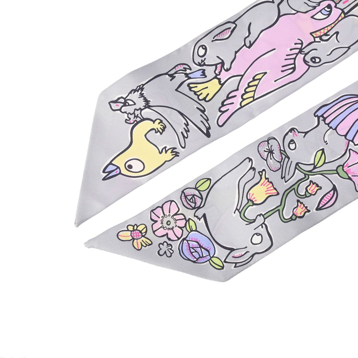 【タグつき新品未使用】エルメスツイリー　MILLE ET UN LAPINS エルメス ツイリー MILLE ET UN LAPINS ネイビー 064007S シルク