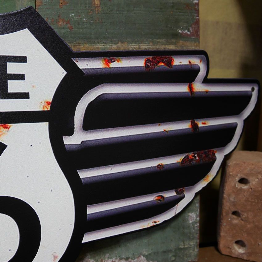 ルート66 メタルサインボード ブリキ看板 ウィング ROUTE66 インテリア アメリカン雑貨