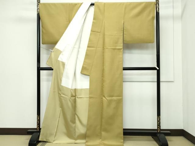 平和屋本店□極上 青山みとも お召 市松文様 梅幸茶色地 逸品  