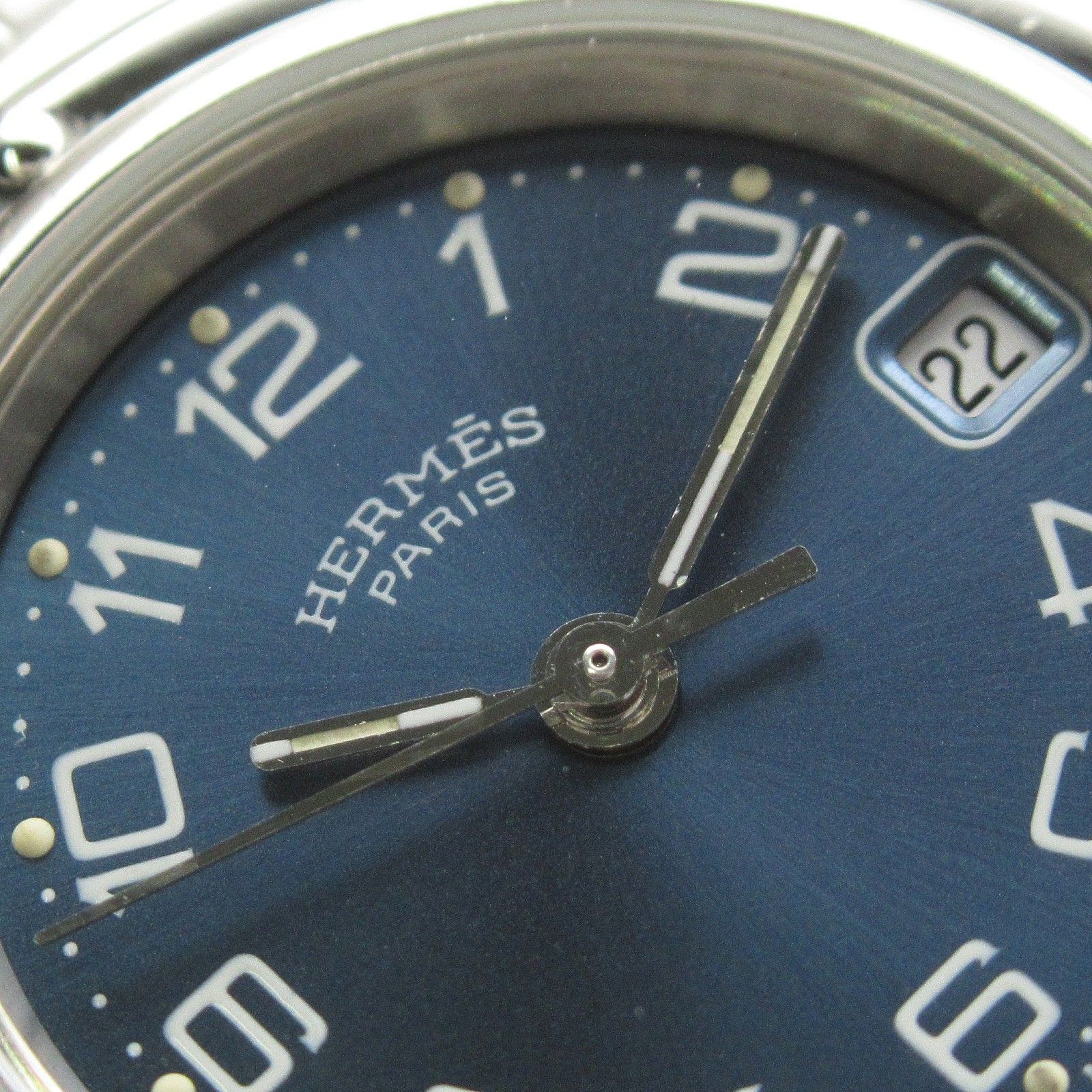 エルメス HERMES 腕時計 クリッパー CL4.210 ブルー ステンレス 