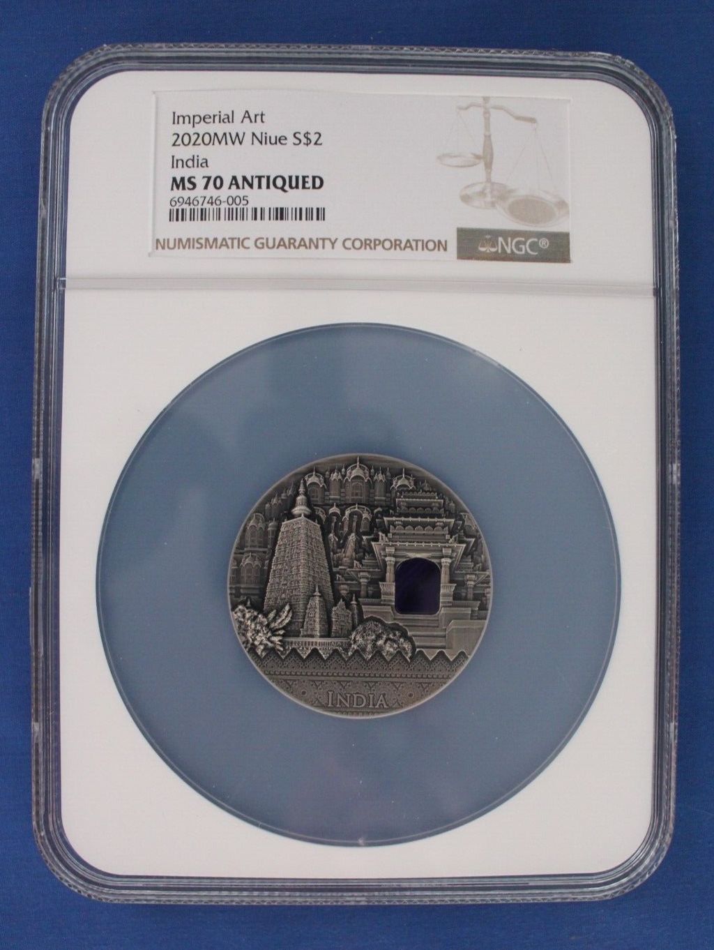 2020 Niue 2oz Silver $2 coin Imperial Art - India NGC Graded MS70 COA