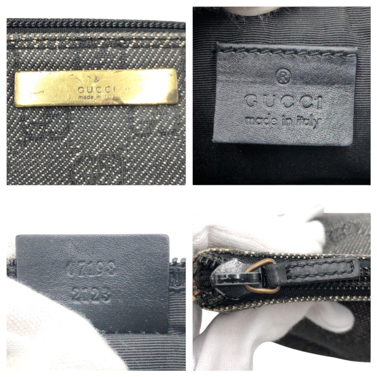 レア美品✨GUCCI ポーチ ハンドバッグ gg キャンバス デニム グレー GUCCI グッチ GG柄 グレー GGキャンバス 07199 2133