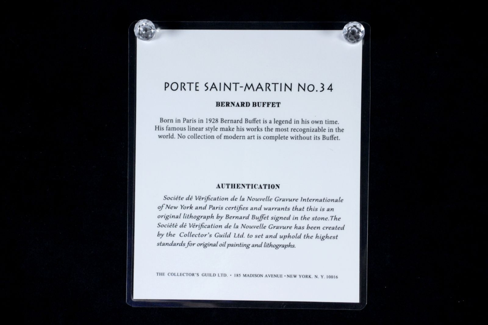 ベルナール・ビュッフェ 「サンマルタンポルト」肉筆油彩8号 保証書付