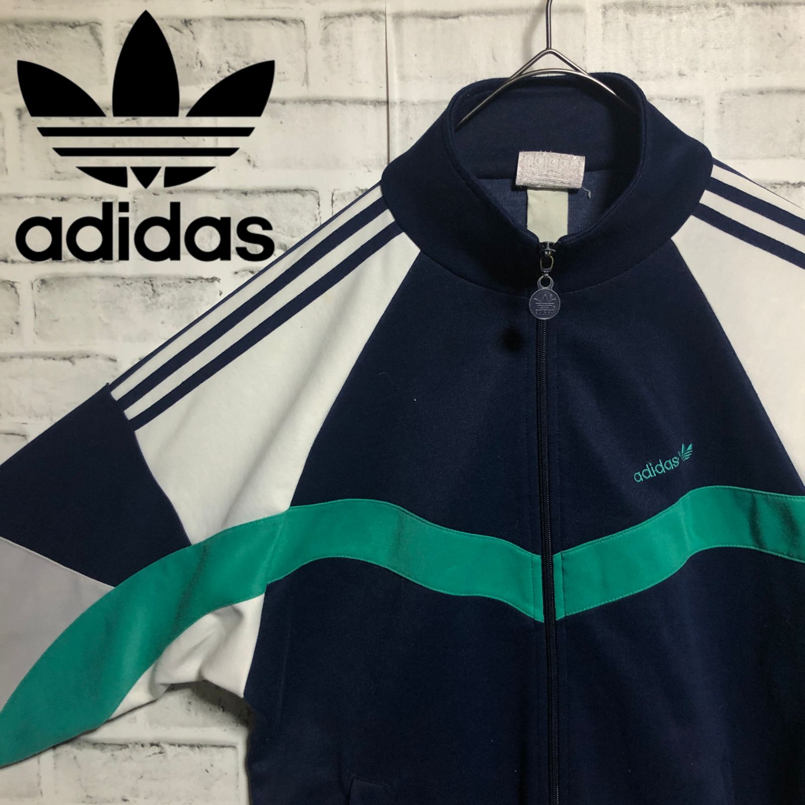 80s⭐️adidas トラックジャケット/ジャージ L 刺繍トレファイル 