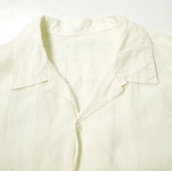 Sillage シラージ 日本製 Open Collar Shirt - Short Sleeve Linen 