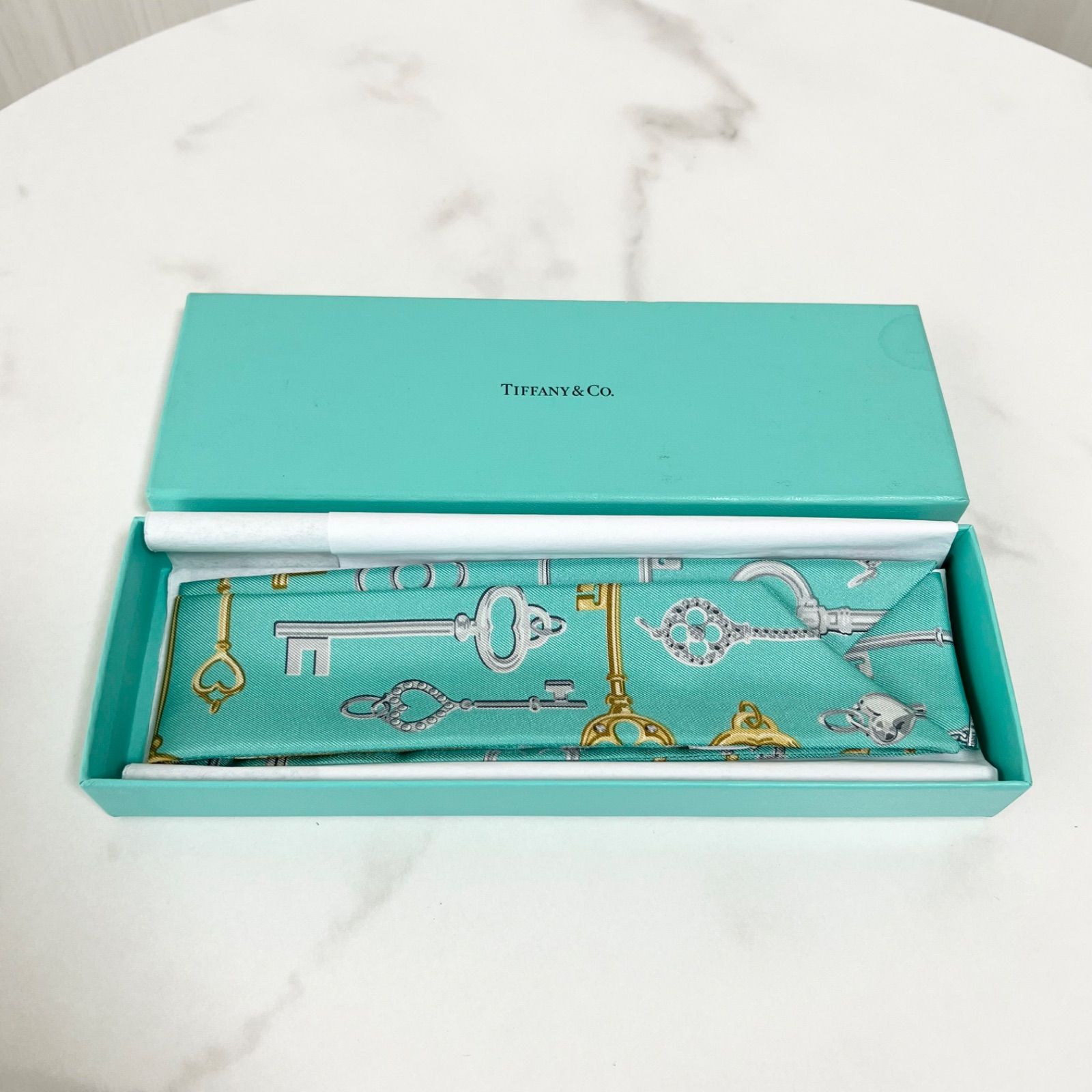 ティファニー TIFFANY & Co ツイリー スカーフ 鍵柄 シルク100