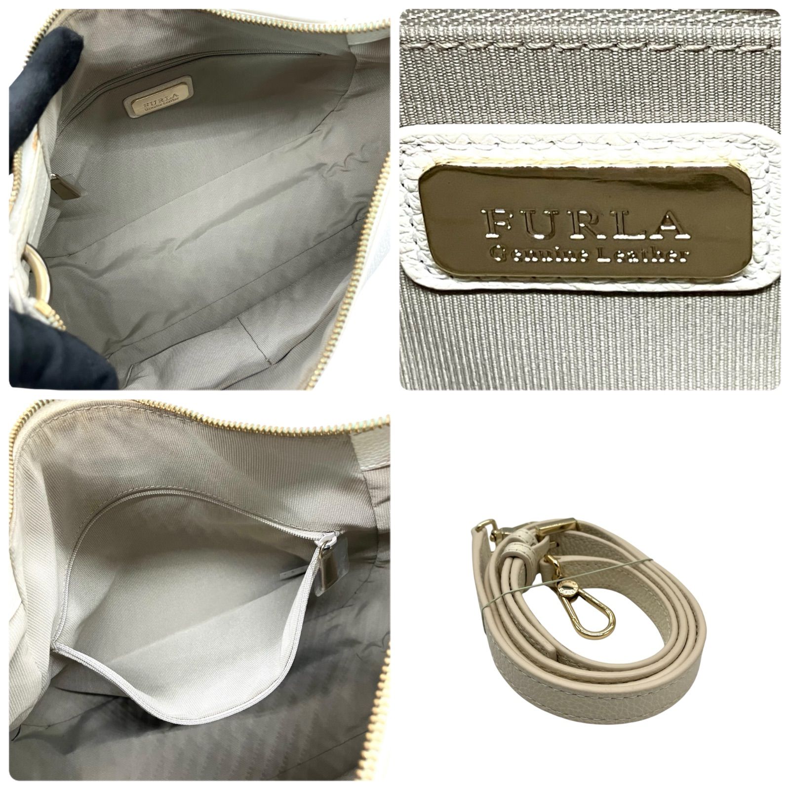 【美品】FURLA シエナ　ショルダーバッグ2wayグレージュ FURLA フルラ シエナ ショルダーバッグ ラージサイズ グレージュ