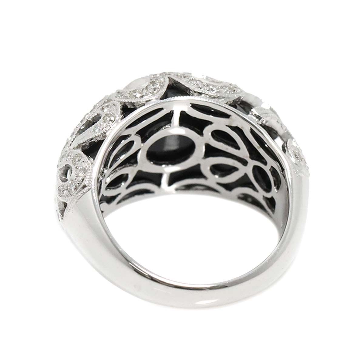 リング 12号 ダイヤ 0.53ct オニキス K18 WG ホワイトゴールド 750