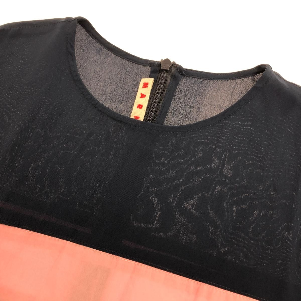 MARNI マルニ 半袖 ワンピース サイズ:14 ネイビー シルクレーヨン