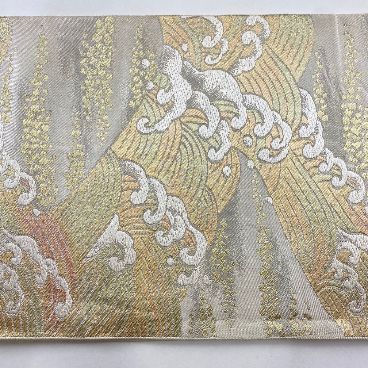 O0249 美品 逸品 上品 唐織 正絹 袋帯 平和屋着物○六通柄袋帯 唐織 御園 献上梅若松文 金銀糸 引箔