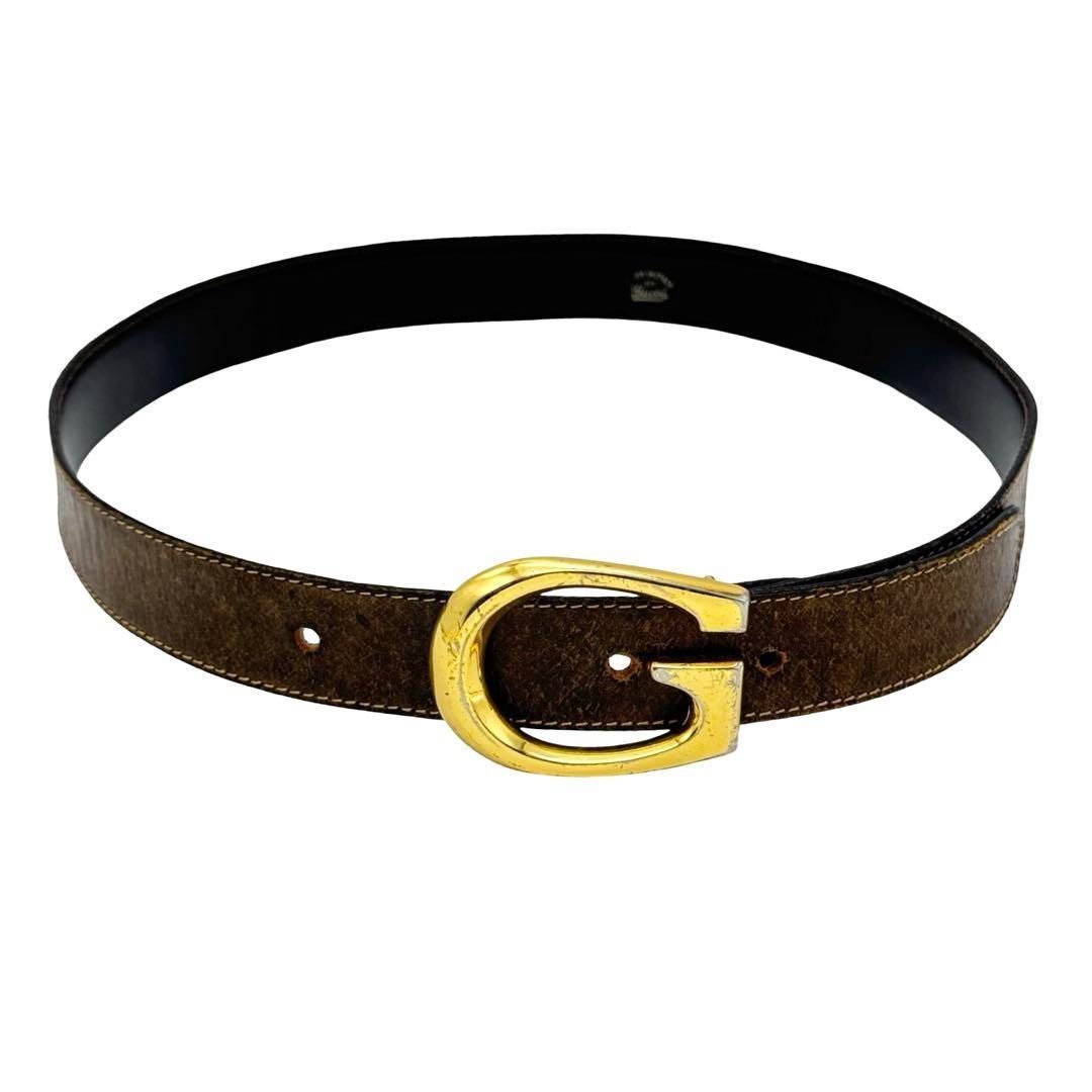GUCCI ブラウンレザーベルト イタリア製　 ビンテージ　希少品 GUCCI グッチ オールドグッチ ヴィンテージ レザーベルト
