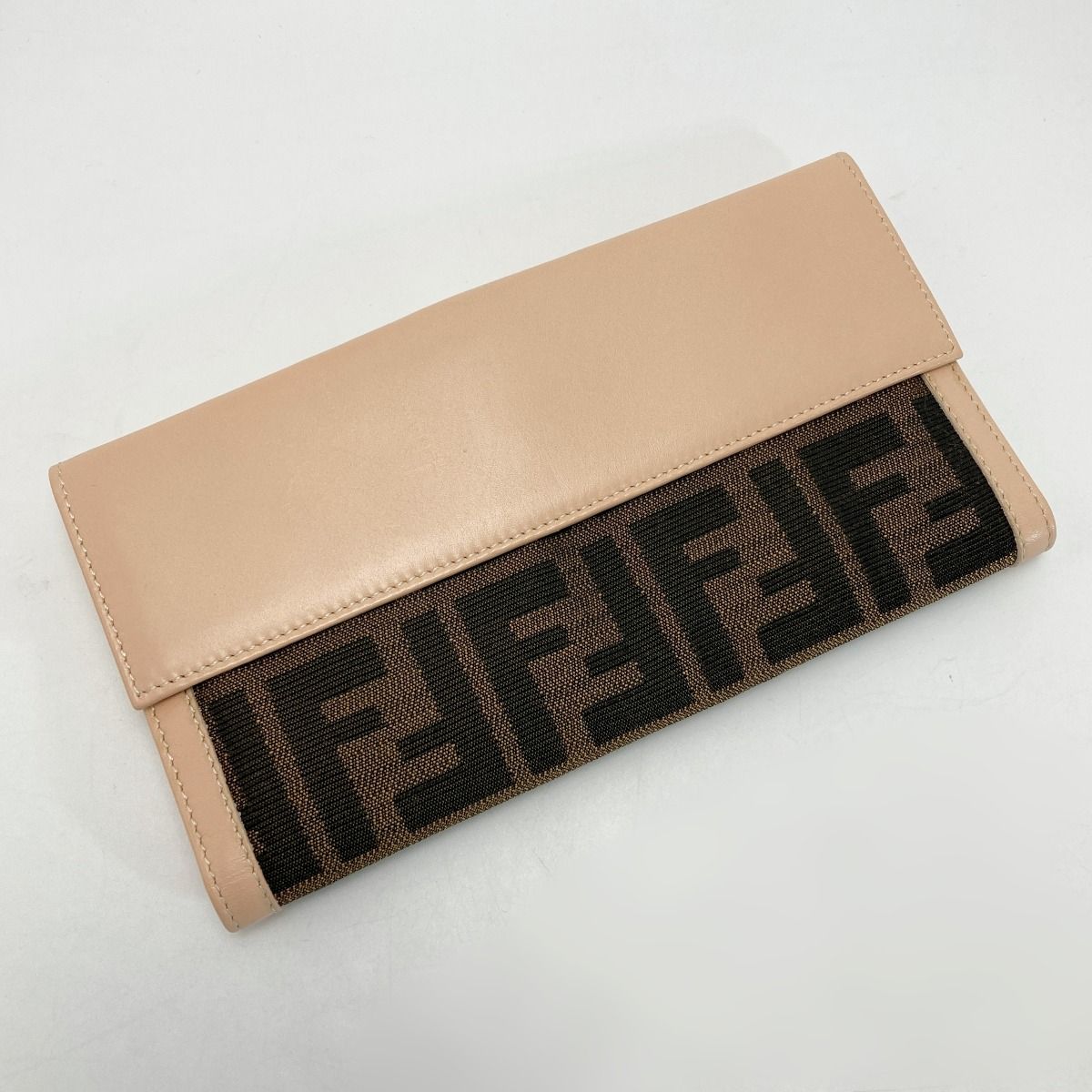 フェンディ ズッカ 長財布 8M0297 ブラウン ピンク PVC レディース FENDI 【中古】 FENDI フェンディ 二つ折り長財布 ズッカ柄 ブラウン×ピンク FENDI