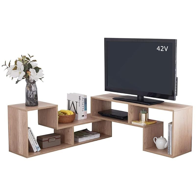 Vanlent テレビ台 ローボード 伸縮幅1050～2100mm コーナー 角度調整 32～62V型対応 簡単組立 (ナチュラル) 0