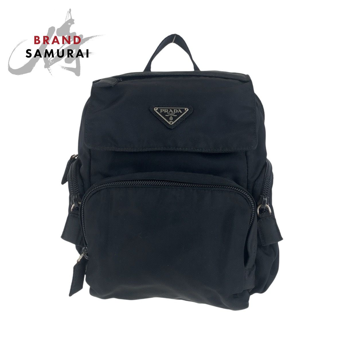 PRADA プラダ テスート 三角ロゴプレート ブラック 黒 シルバー金具 ナイロン リュック デイパック バックパック レディース 502383