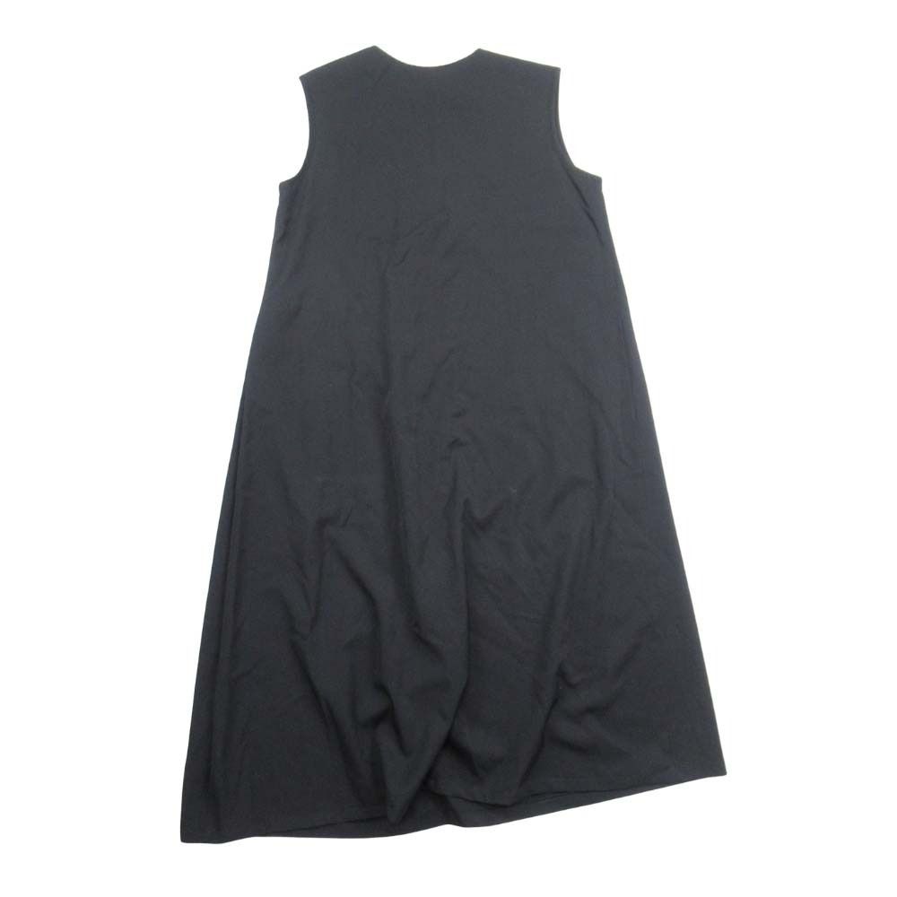 22ss Y s ワイズ ヨウジヤマモト ウールギャバジン ノースリーブワンピース タック ドレス 2 黒 ブラック YQ-D02-100 レディース 古着